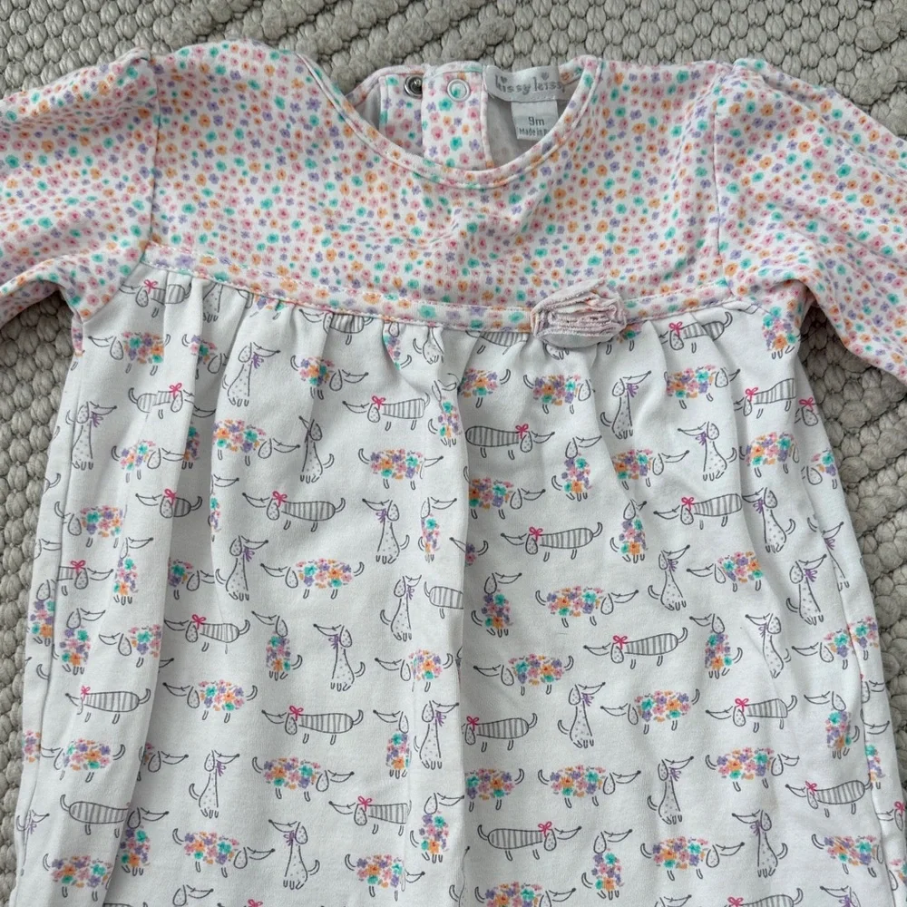 Kissy Kissy White Baby Footie with Pink and Multicolor Floral Print
